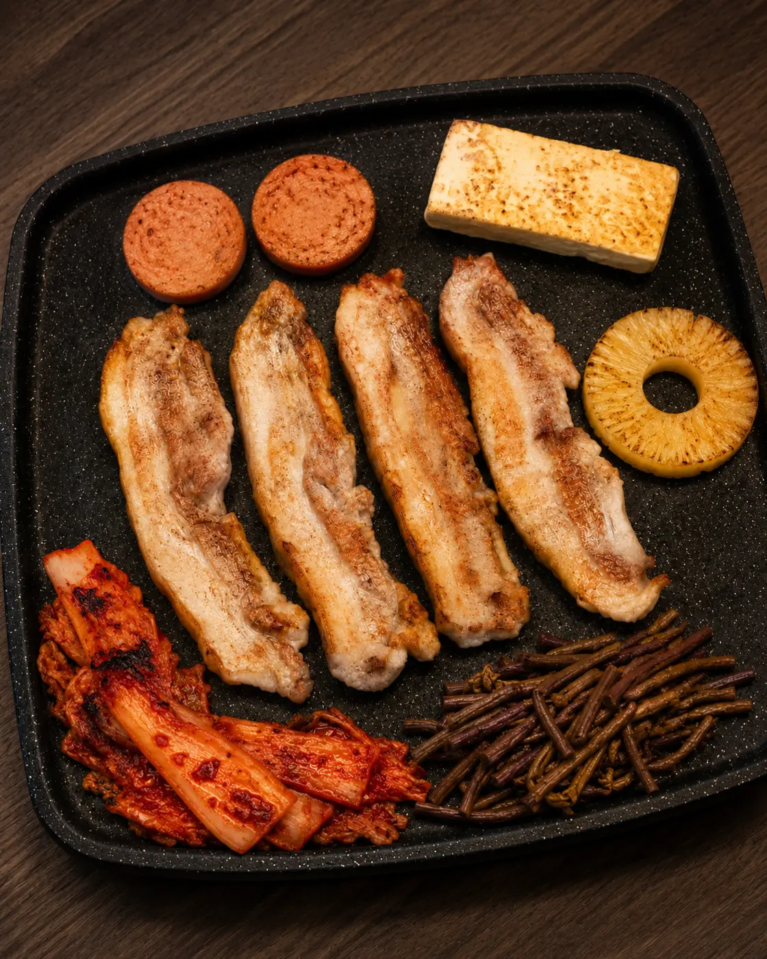 불판에 노릇하게 구운 제주 오겹살